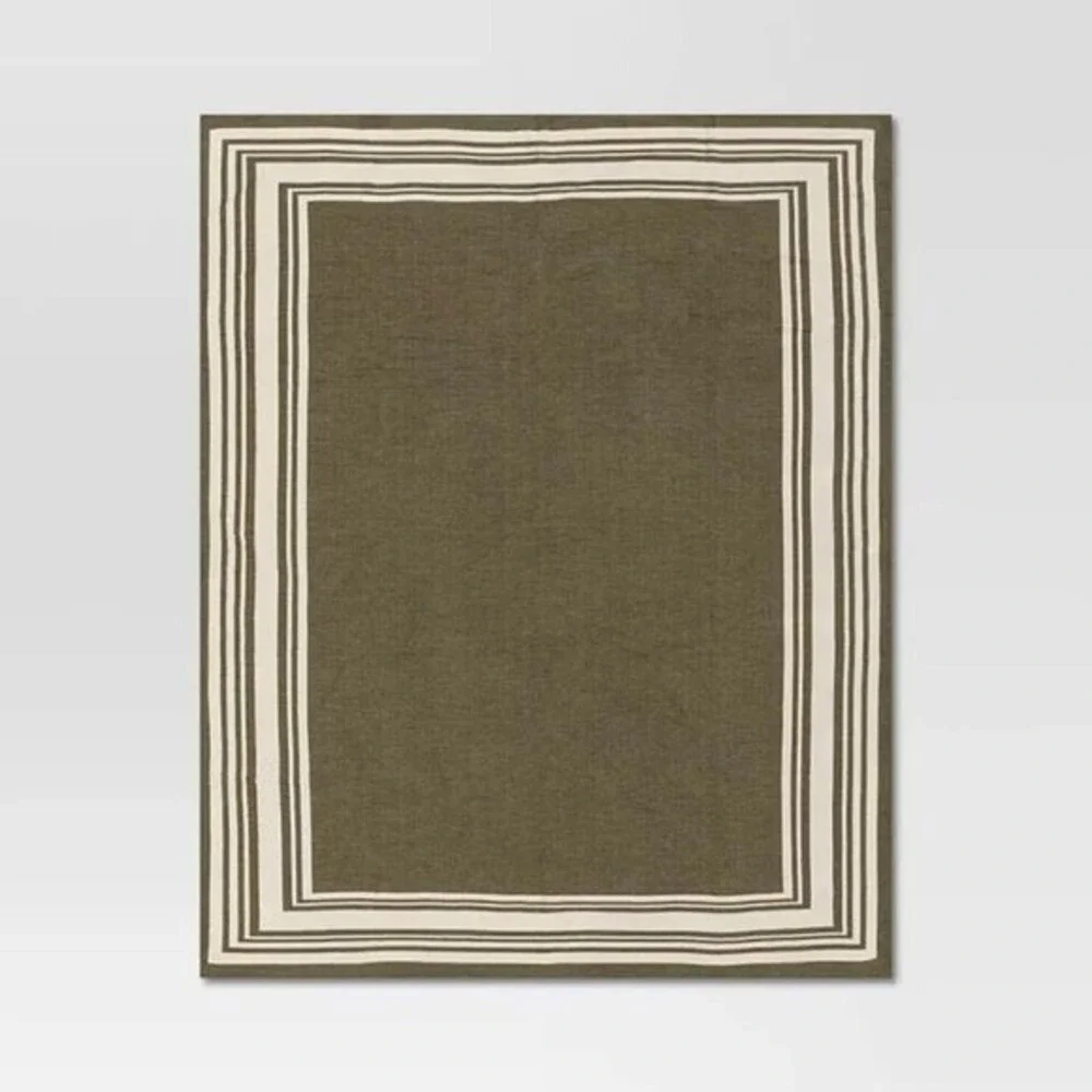 Framed Jacquard Knit Throw‎ Blanket Sage Green - Threshold Studio McGee